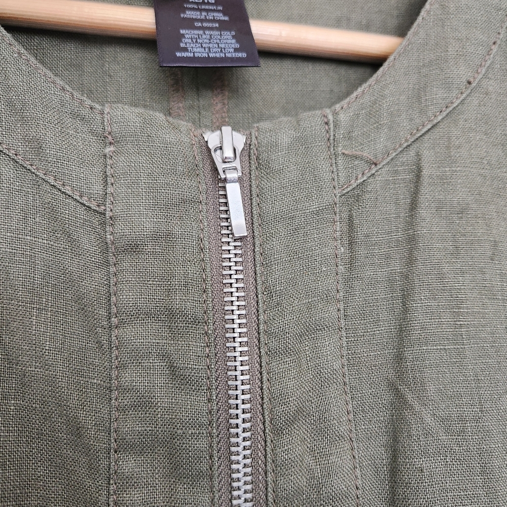Linen Ruffle Jacket 100% Linen INC XL - Picture 3 of 6